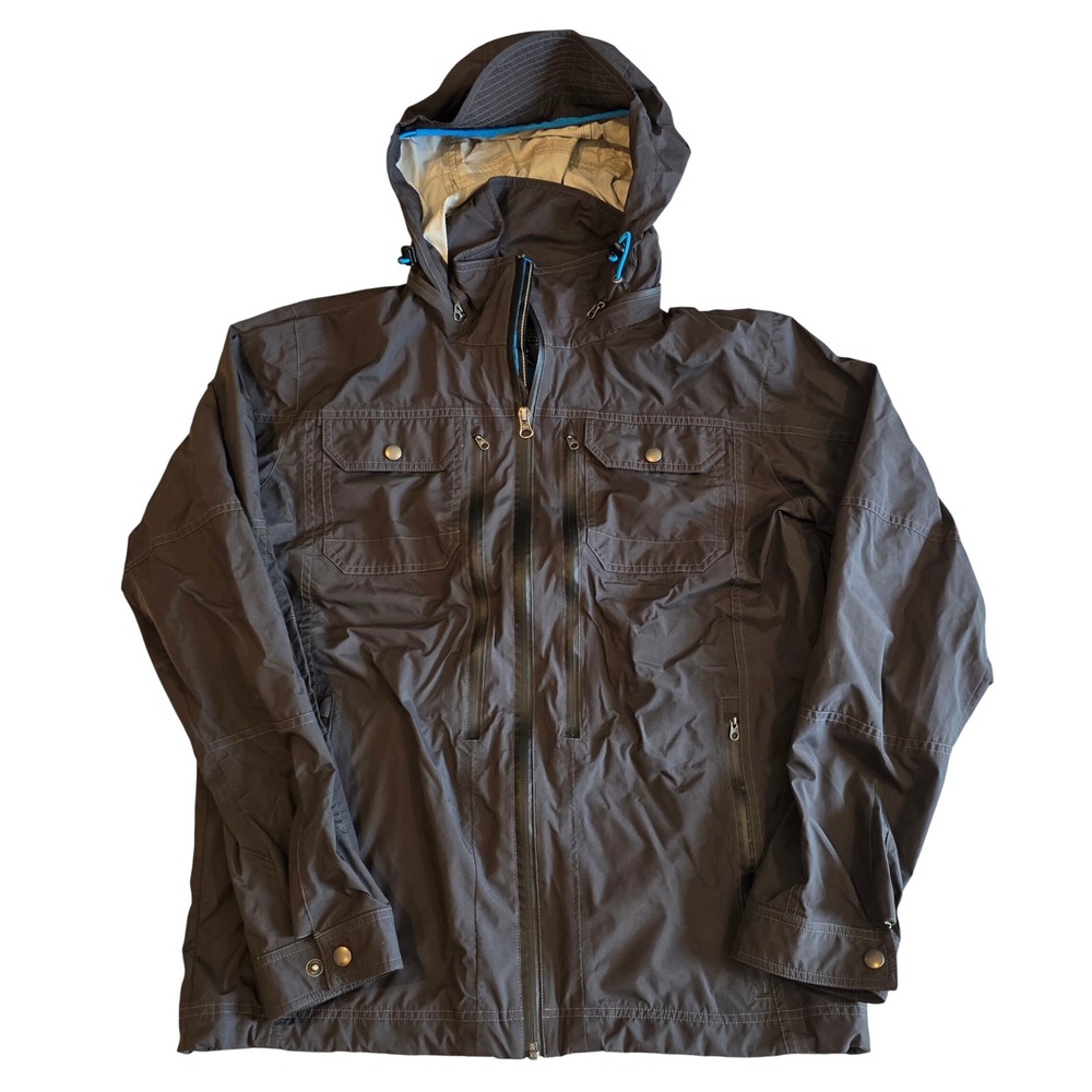 Kuhl Projekt Mens Hooded Jacket Gray Full Zip Nylon Mesh Lined Size Medium